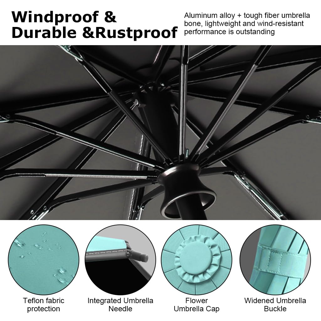 PALAY Large Umbrella for Men Women with Reflective Strap, 50'' Automatic Open/Close Windproof Travel Folding Umbrella, Reinforced 10 Dual Ribs, 99 UV Protection Umbrella with Carabiner Handle Design PALAY Large Umbrella for Men Women with Reflective Strap, 50'' Automatic Open/Close Windproof Travel Folding Umbrella, Reinforced 10 Dual Ribs, 99 UV Protection Umbrella with Carabiner Handle Design